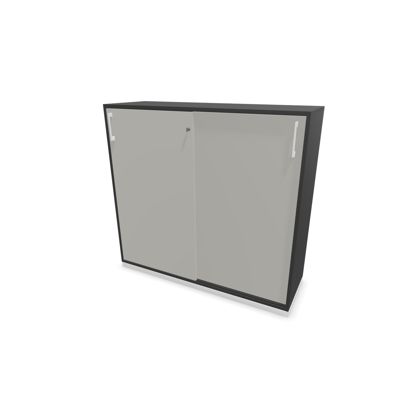Narbutas Choice Schiebetürschrank 3-OH - 1200mm - Dunkelgrau und perlgrauer Front mit Griffen Weiss - 6027255
