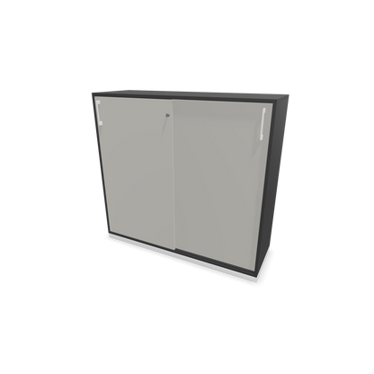 Narbutas Choice Schiebetürschrank 3-OH - 1200mm - Dunkelgrau und perlgrauer Front mit Griffen Weiss - 6027255