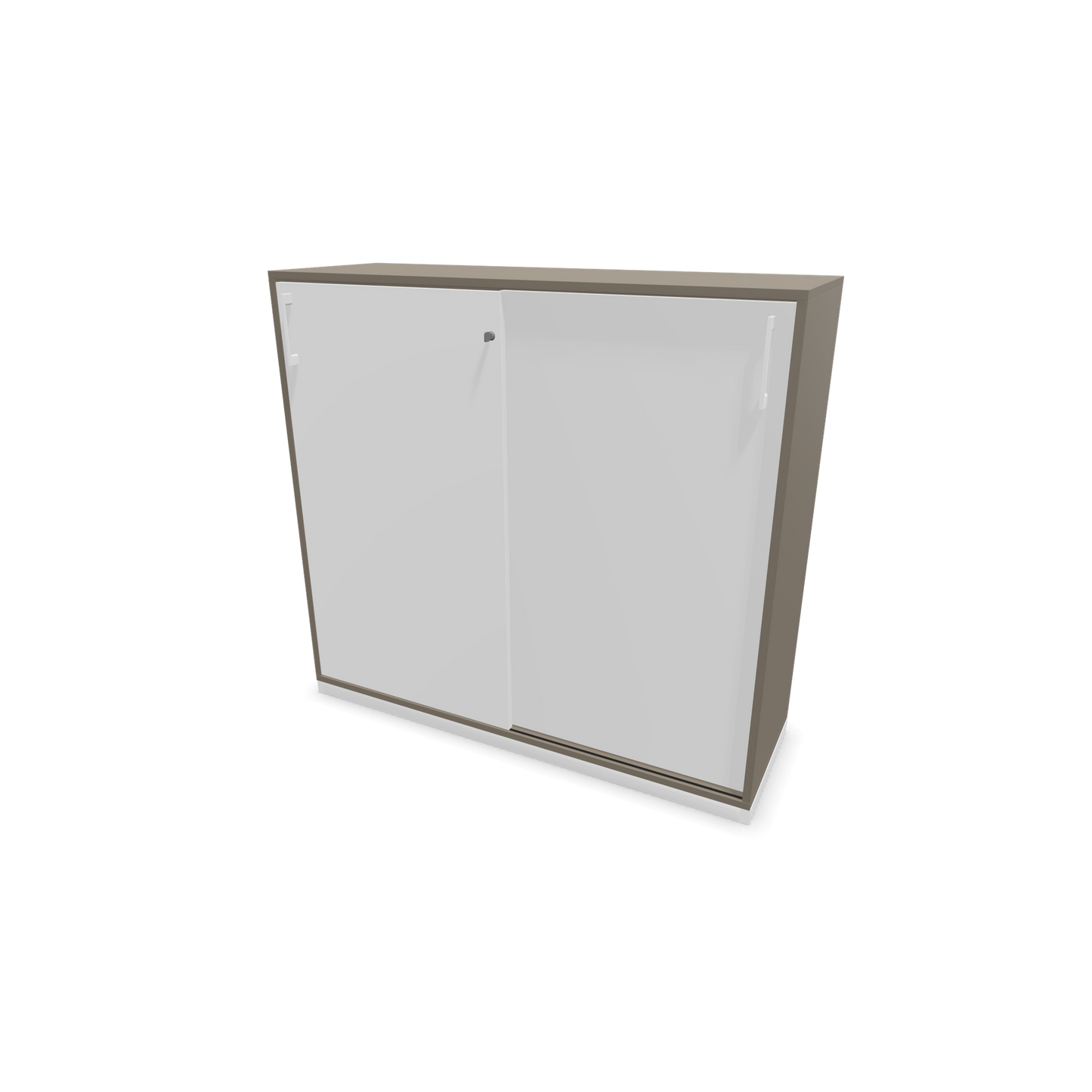Narbutas Choice Schiebetürschrank 3-OH - 1200mm - Cubanitgrau und weisser Front mit Griffen Weiss - 6027261