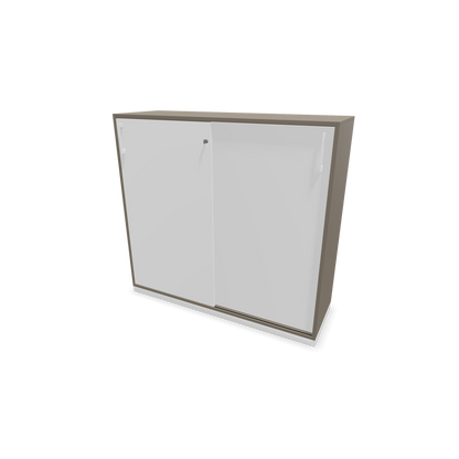 Narbutas Choice Schiebetürschrank 3-OH - 1200mm - Cubanitgrau und weisser Front mit Griffen Weiss - 6027261