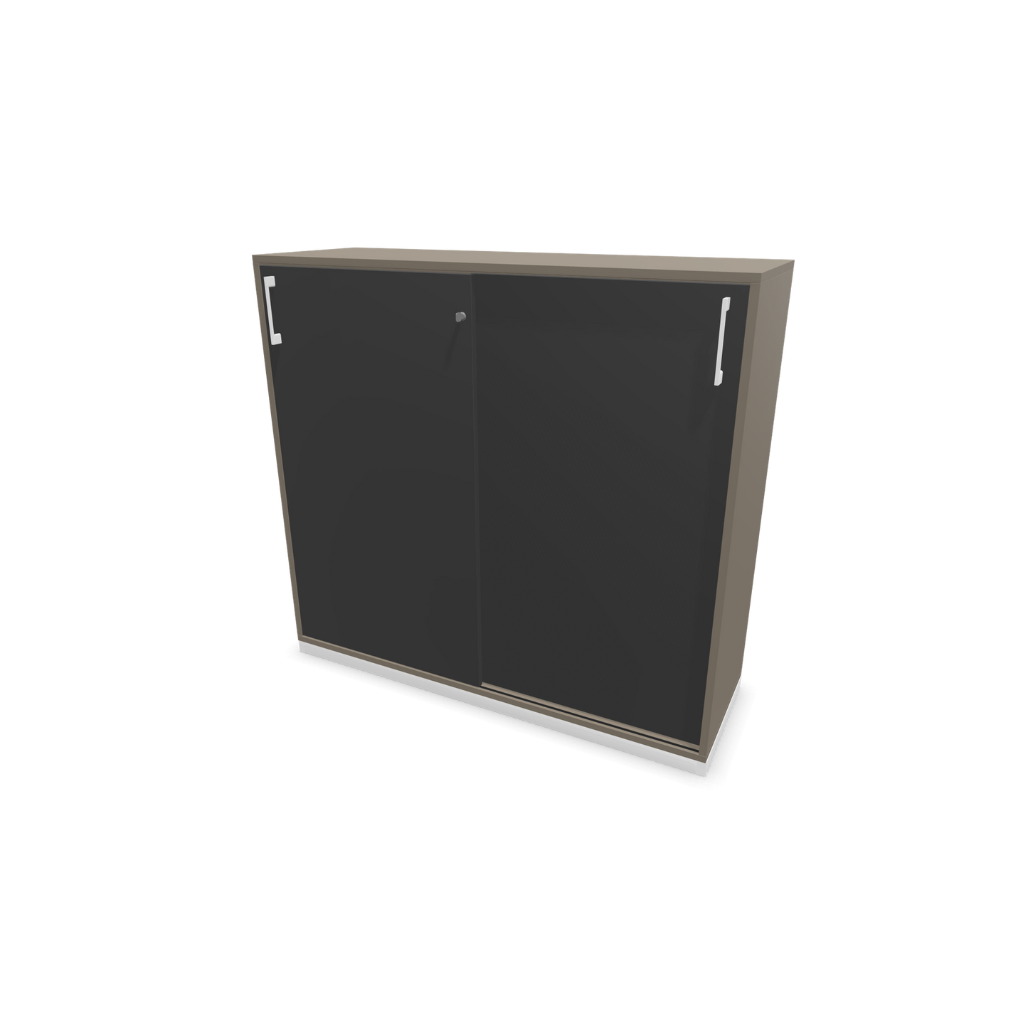 Narbutas Choice Schiebetürschrank 3-OH - 1200mm - Cubanitgrau und dunkelgrauer Front mit Griffen Weiss - 6027262