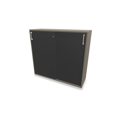 Narbutas Choice Schiebetürschrank 3-OH - 1200mm - Cubanitgrau und dunkelgrauer Front mit Griffen Weiss - 6027262