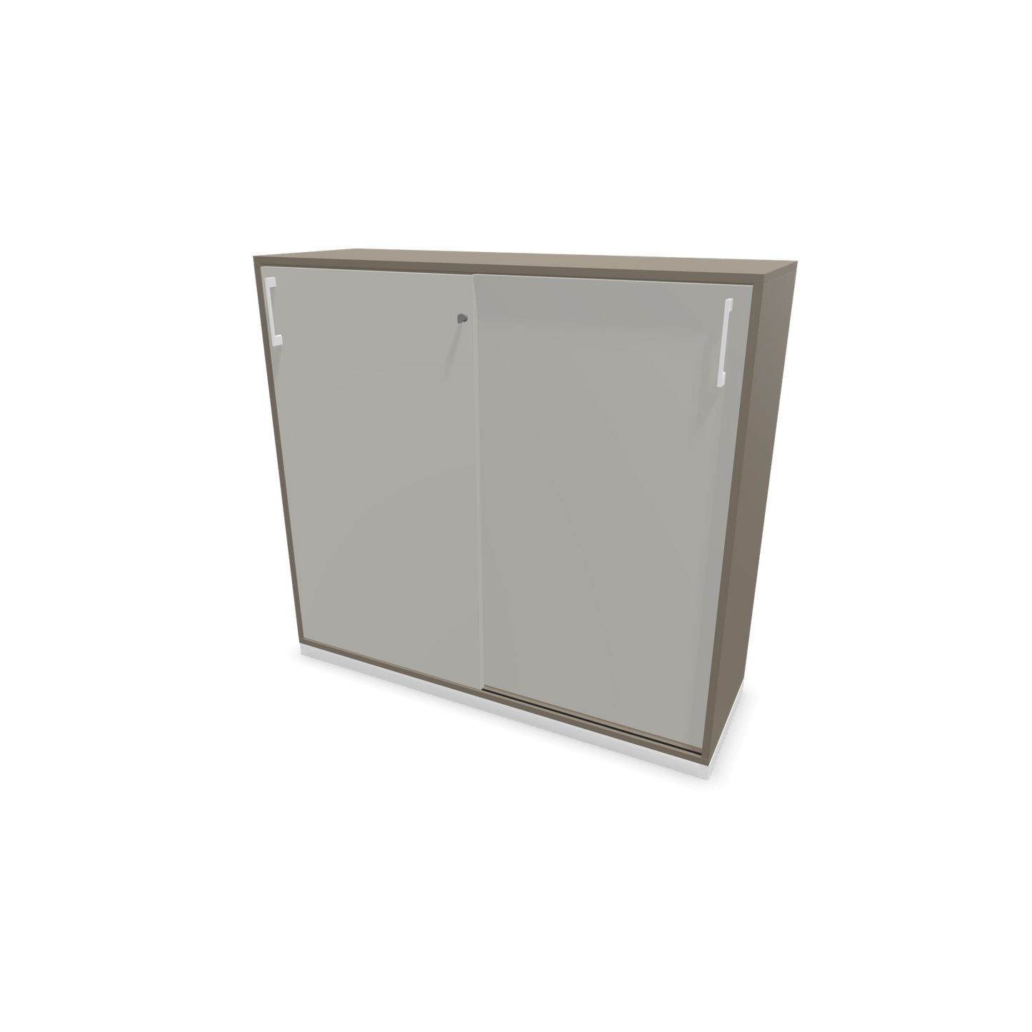 Narbutas Choice Schiebetürschrank 3-OH - 1200mm - Cubanitgrau und perlgrauer Front mit Griffen Weiss - 6027264