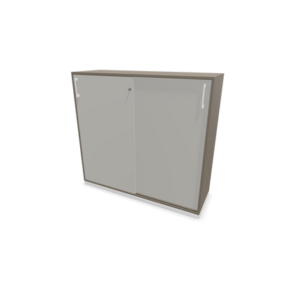 Narbutas Choice Schiebetürschrank 3-OH - 1200mm - Cubanitgrau und perlgrauer Front mit Griffen Weiss - 6027264