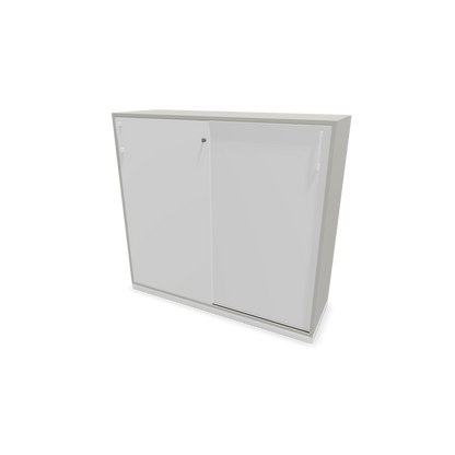 Narbutas Choice Schiebetürschrank 3-OH - 1200mm - Perlgrau und weisser Front mit Griffen Weiss - 6027270