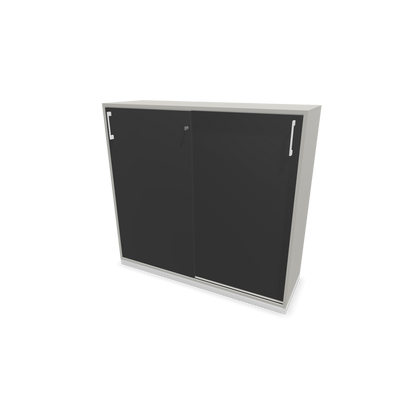Narbutas Choice Schiebetürschrank 3-OH - 1200mm - Perlgrau und dunkelgrauer Front mit Griffen Weiss - 6027271