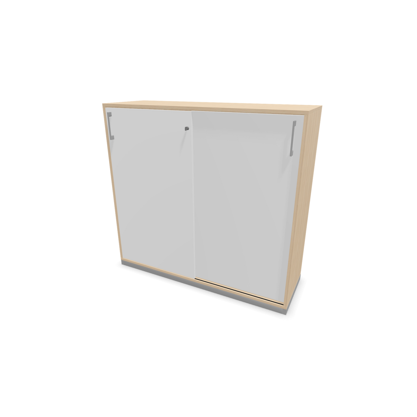 Narbutas Choice Schiebetürschrank 3-OH - 1200mm - Eschendekor sandbeige und weisser Front mit Griffen Silbergrau - 6027285