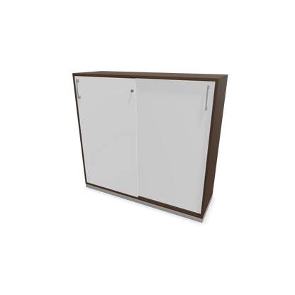 Narbutas Choice Schiebetürschrank 3-OH - 1200mm - Nussbaumdekor dunkel und weisser Front mit Griffen Silbergrau - 6027290