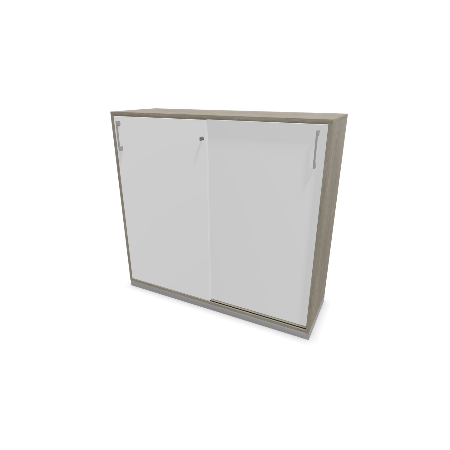 Narbutas Choice Schiebetürschrank 3-OH - 1200mm - Holzdekor grau und weisser Front mit Griffen Silbergrau - 6027295
