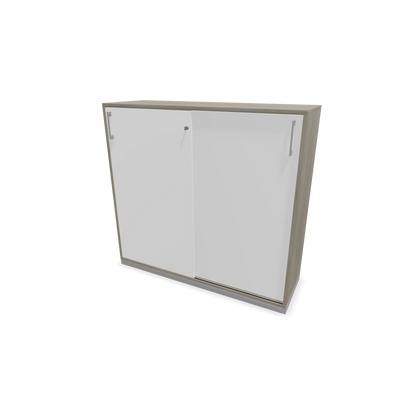 Narbutas Choice Schiebetürschrank 3-OH - 1200mm - Holzdekor grau und weisser Front mit Griffen Silbergrau - 6027295