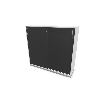 Narbutas Choice Schiebetürschrank 3-OH - 1200mm - Weiss und dunkelgrauer Front mit Griffen Silbergrau - 6027305