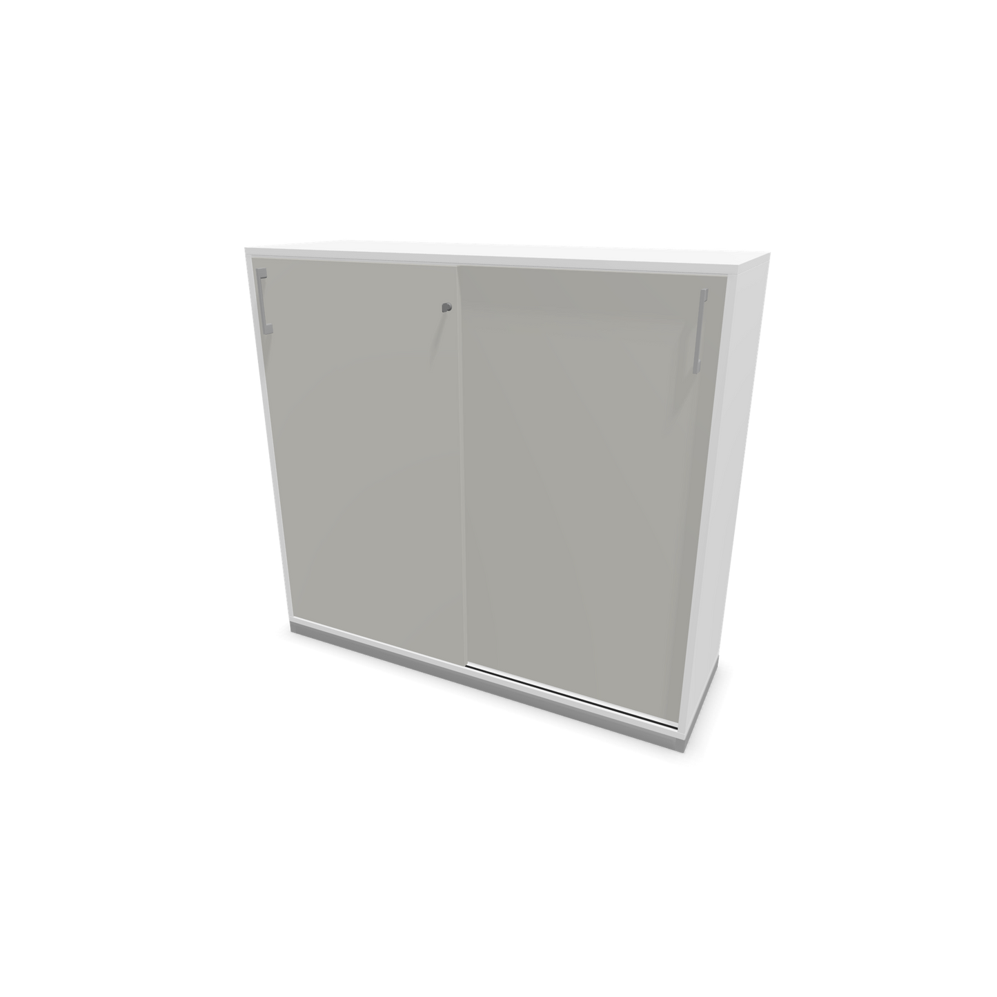 Narbutas Choice Schiebetürschrank 3-OH - 1200mm - Weiss und perlgrauer Front mit Griffen Silbergrau - 6027307