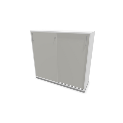 Narbutas Choice Schiebetürschrank 3-OH - 1200mm - Weiss und perlgrauer Front mit Griffen Silbergrau - 6027307