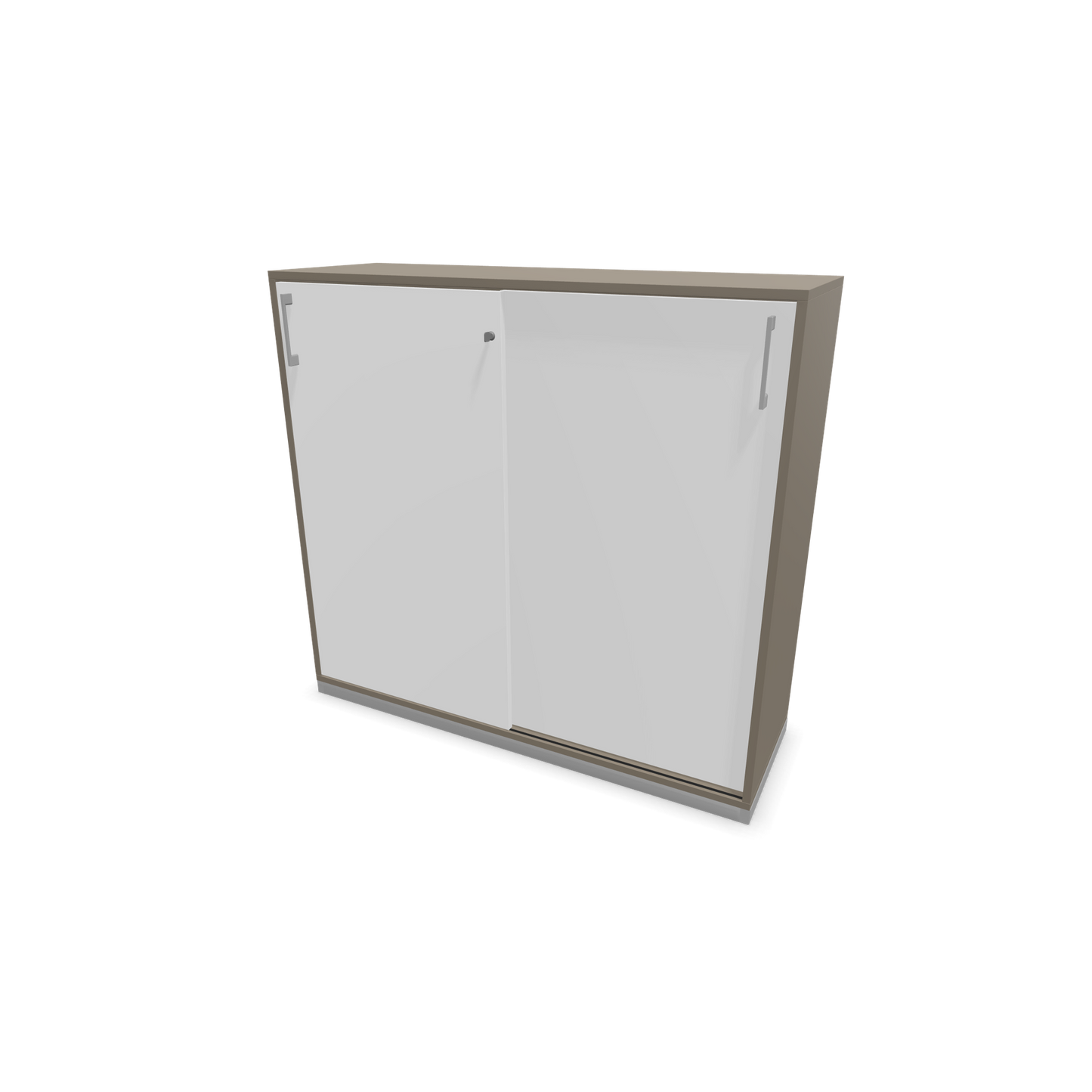 Narbutas Choice Schiebetürschrank 3-OH - 1200mm - Cubanitgrau und weisser Front mit Griffen Silbergrau - 6027325