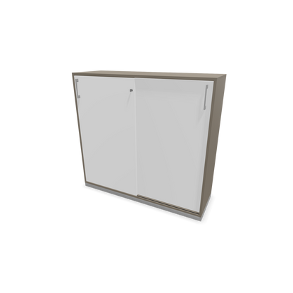 Narbutas Choice Schiebetürschrank 3-OH - 1200mm - Cubanitgrau und weisser Front mit Griffen Silbergrau - 6027325