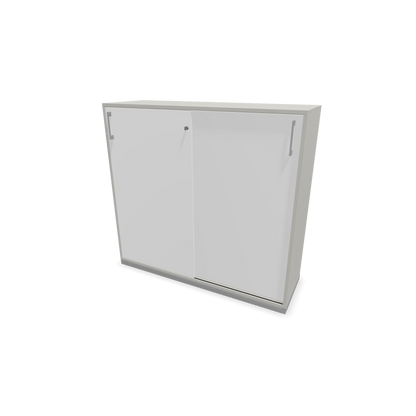 Narbutas Choice Schiebetürschrank 3-OH - 1200mm - Perlgrau und weisser Front mit Griffen Silbergrau - 6027336
