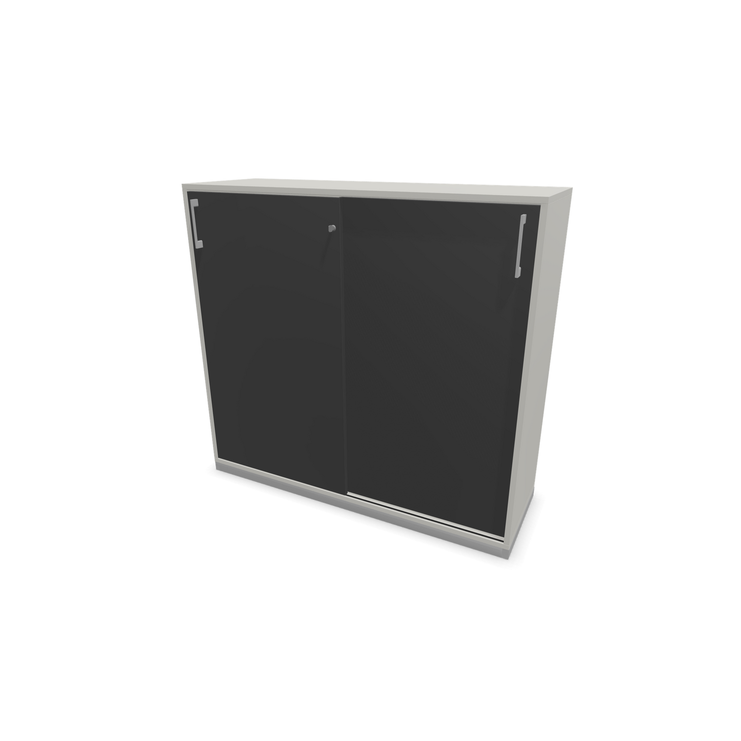 Narbutas Choice Schiebetürschrank 3-OH - 1200mm - Perlgrau und dunkelgrauer Front mit Griffen Silbergrau - 6027337