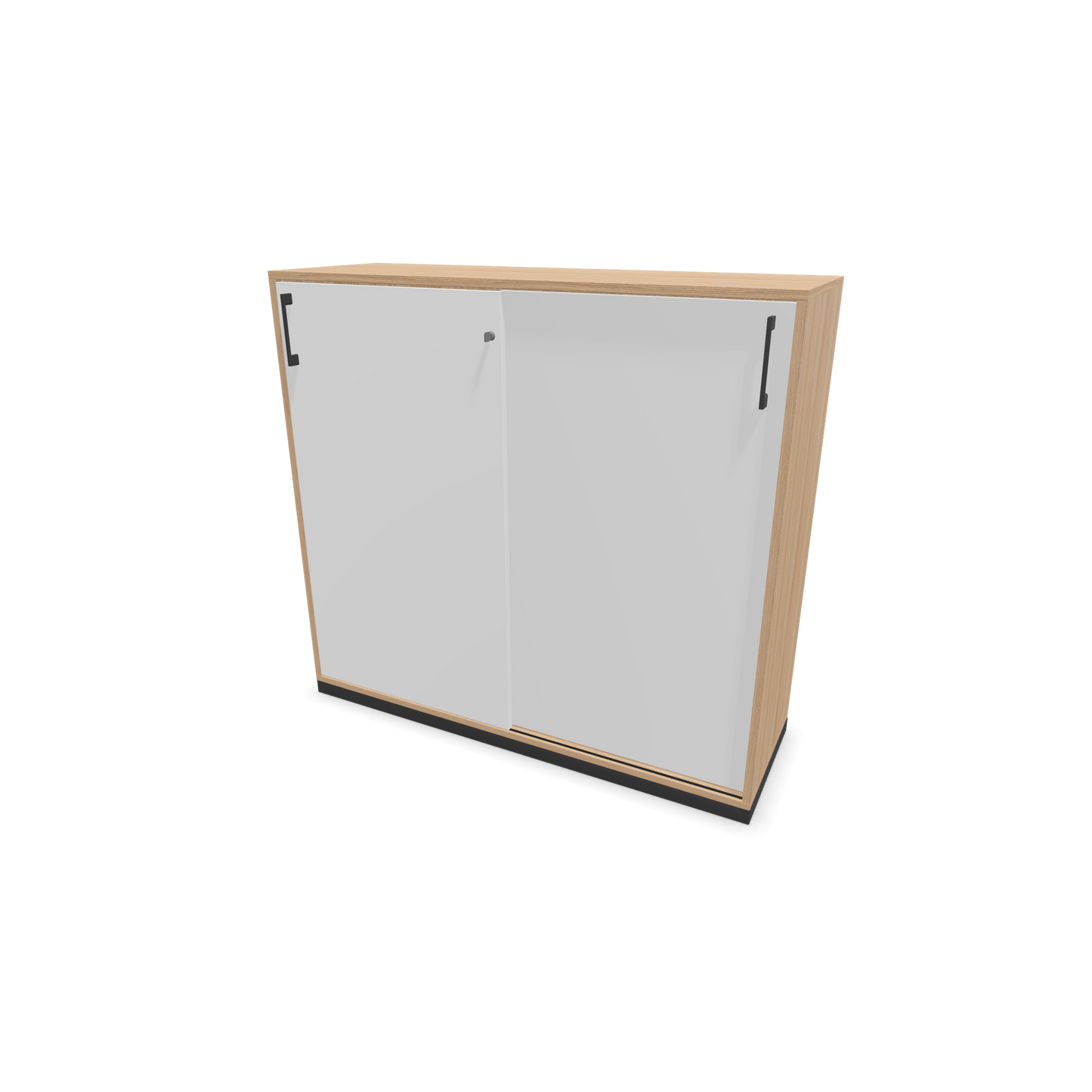 Narbutas Choice Schiebetürschrank 3-OH - 1200mm - Bernsteineichendekor und weisser Front mit Griffen Dunkelgrau - 6027347