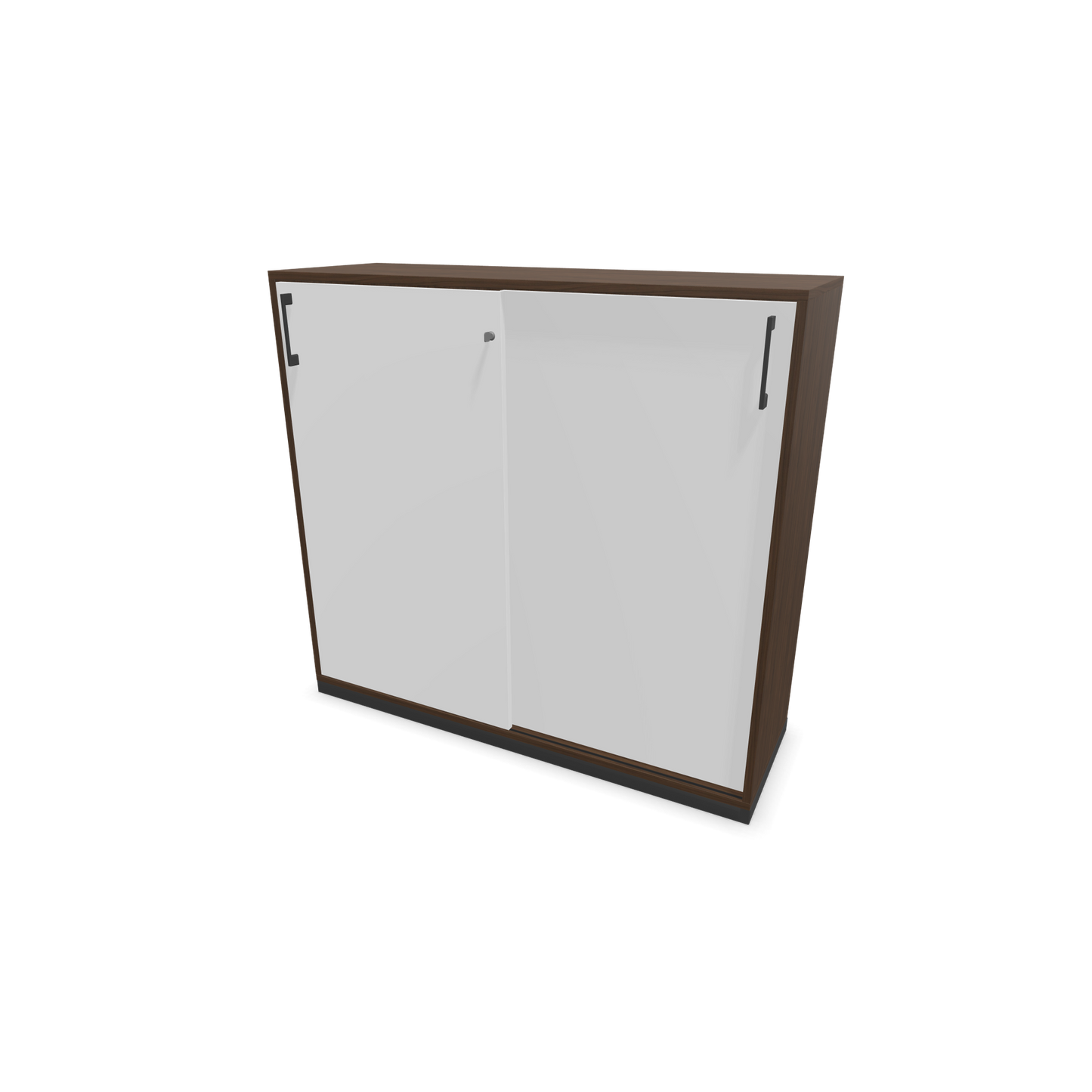 Narbutas Choice Schiebetürschrank 3-OH - 1200mm - Nussbaumdekor dunkel und weisser Front mit Griffen Dunkelgrau - 6027357