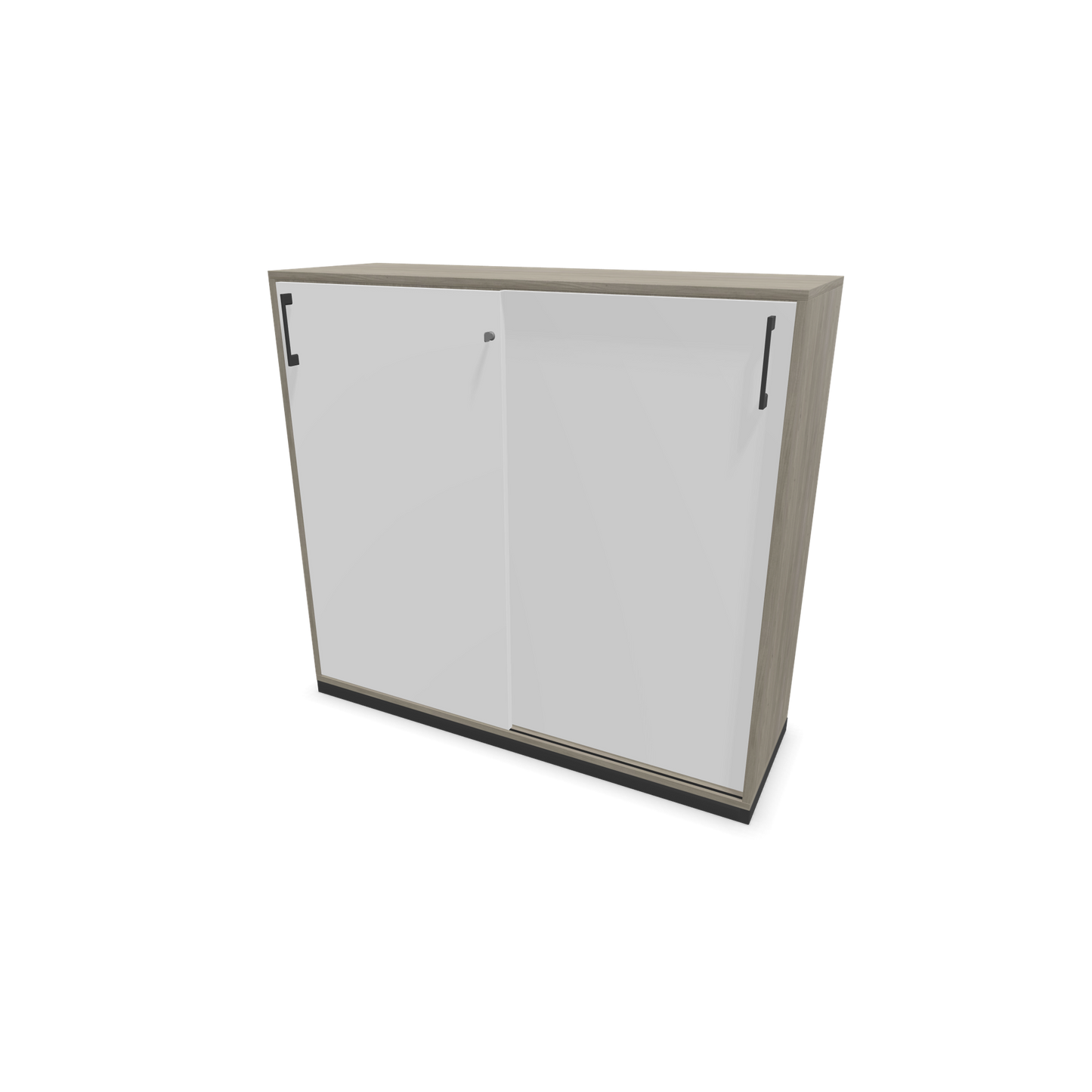 Narbutas Choice Schiebetürschrank 3-OH - 1200mm - Holzdekor grau und weisser Front mit Griffen Dunkelgrau - 6027362