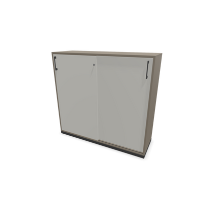 Narbutas Choice Schiebetürschrank 3-OH - 1200mm - Cubanitgrau und perlgrauer Front mit Griffen Dunkelgrau - 6027392