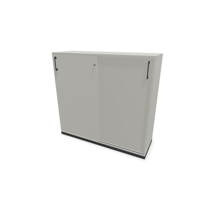 Narbutas Choice Schiebetürschrank 3-OH - 1200mm - Perlgrau mit Griffen Dunkelgrau - 6027401