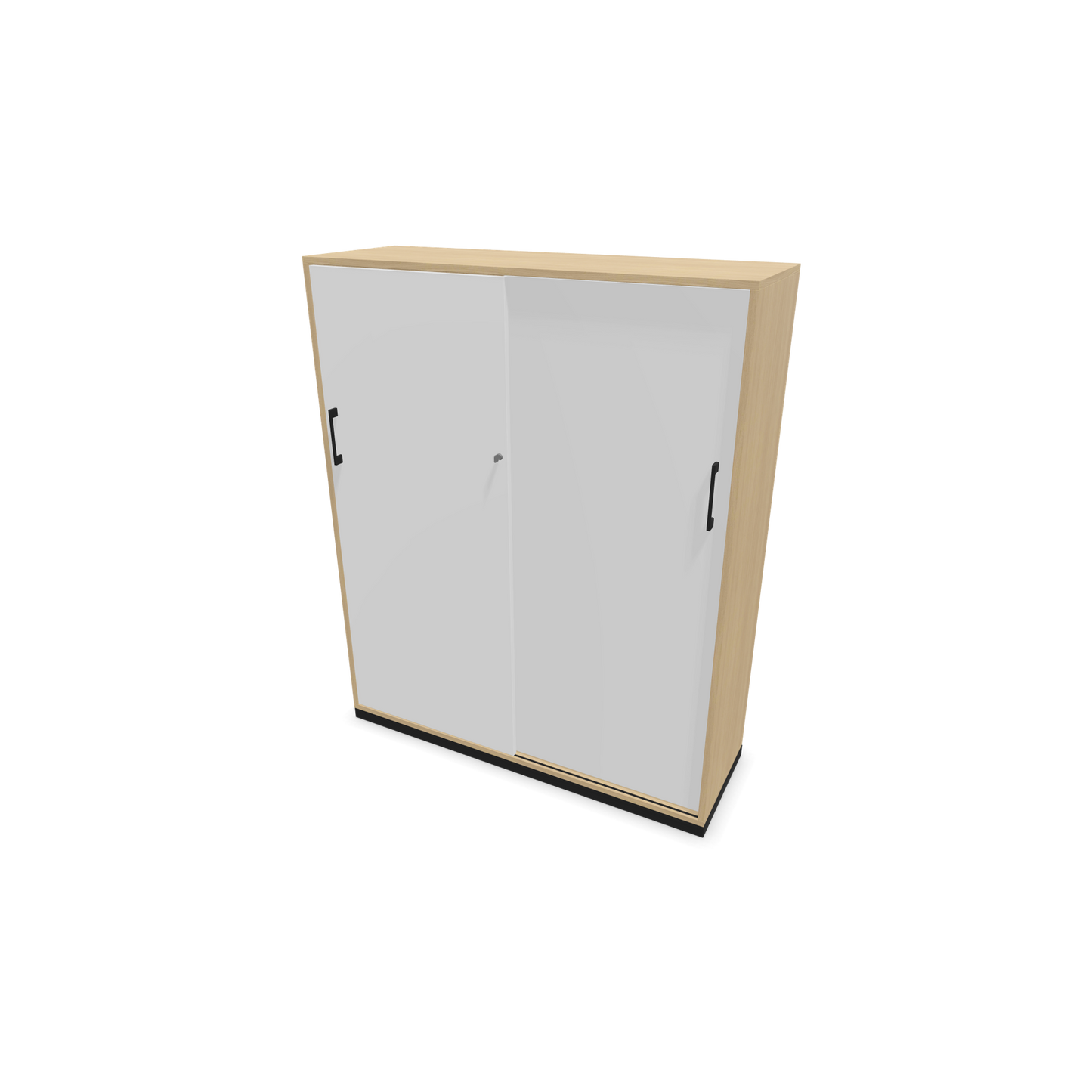 Narbutas Choice Schiebetürschrank 4-OH - 1200mm - Eichendekor gebleicht mit weisser Front mit Griffen Schwarz - 6027403
