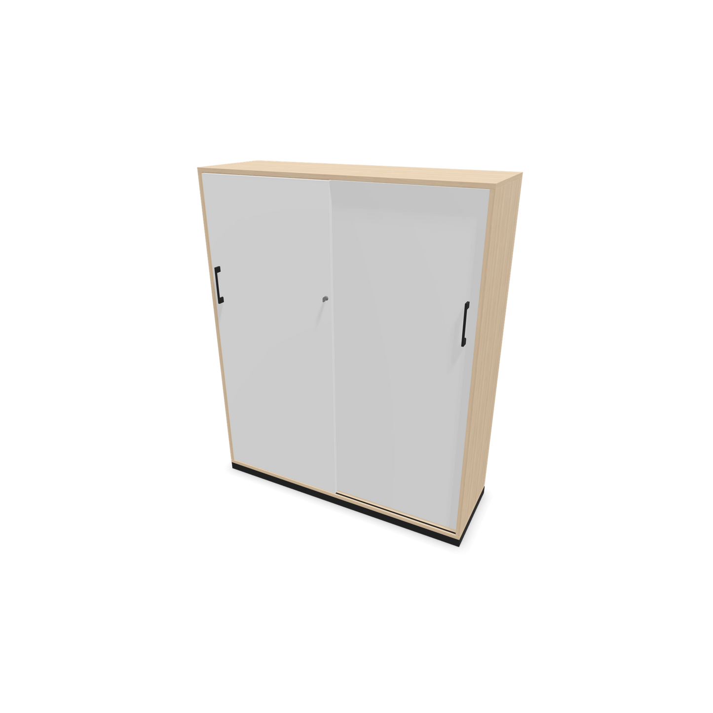 Narbutas Choice Schiebetürschrank 4-OH - 1200mm - Eschendekor sandbeige mit weisser Front mit Griffen Schwarz - 6027413