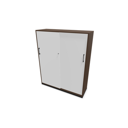 Narbutas Choice Schiebetürschrank 4-OH - 1200mm - Nussbaumdekor dunkel mit weisser Front mit Griffen Schwarz - 6027418