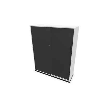 Narbutas Choice Schiebetürschrank 4-OH - 1200mm - Weiss mit dunkelgrauer Front mit Griffen Schwarz - 6027433