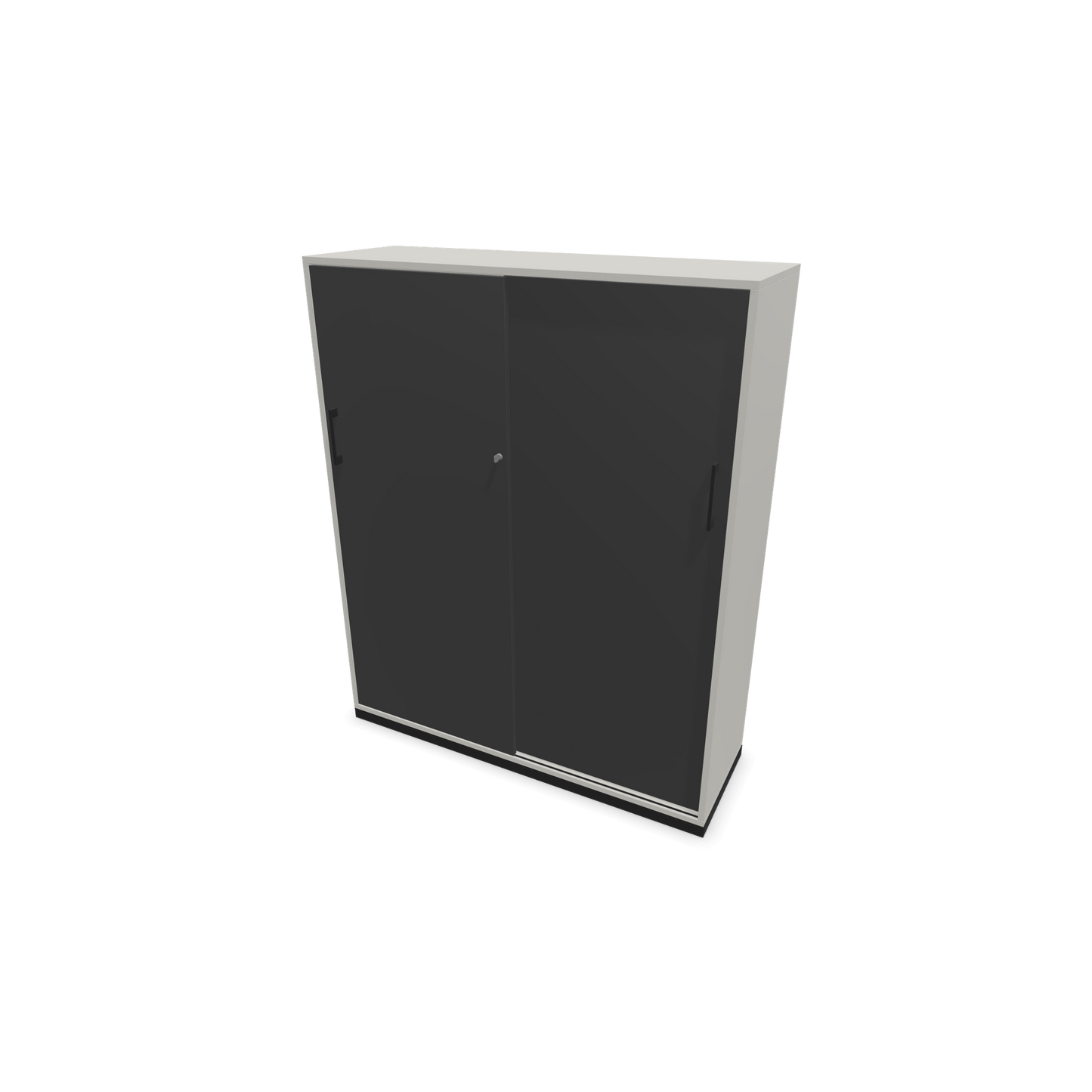 Narbutas Choice Schiebetürschrank 4-OH - 1200mm - Perlgrau mit dunkelgrauer Front mit Griffen Schwarz - 6027460