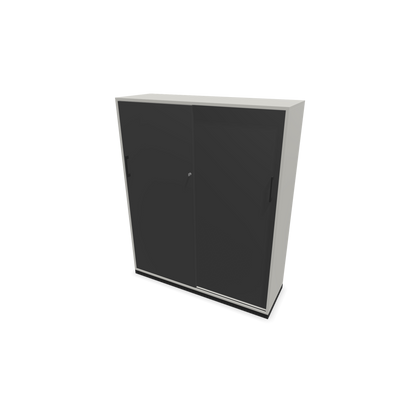Narbutas Choice Schiebetürschrank 4-OH - 1200mm - Perlgrau mit dunkelgrauer Front mit Griffen Schwarz - 6027460