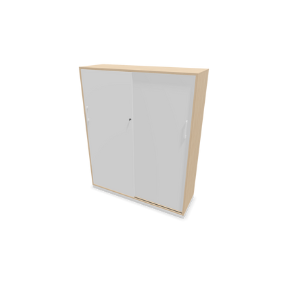 Narbutas Choice Schiebetürschrank 4-OH - 1200mm - Eschendekor sandbeige mit weisser Front mit Griffen Weiss - 6027474