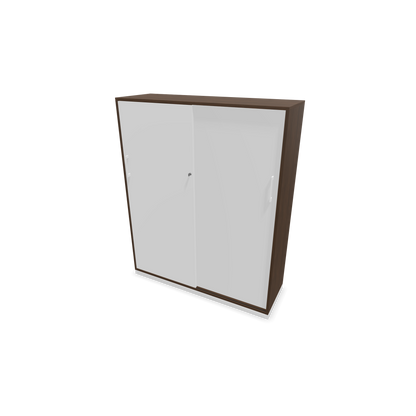Narbutas Choice Schiebetürschrank 4-OH - 1200mm - Nussbaumdekor dunkel mit weisser Front mit Griffen Weiss - 6027479