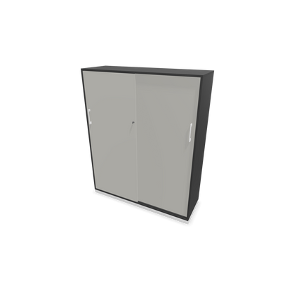 Narbutas Choice Schiebetürschrank 4-OH - 1200mm - Dunkelgrau mit perlgrauer Front mit Griffen Weiss - 6027505