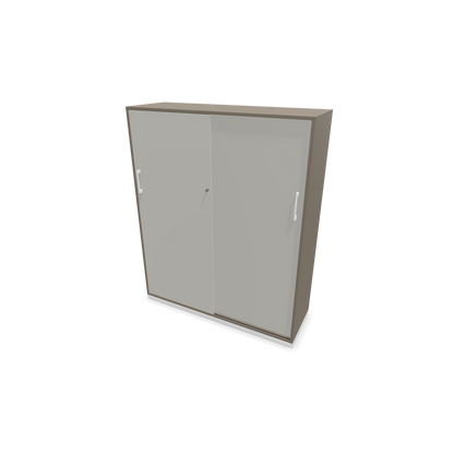 Narbutas Choice Schiebetürschrank 4-OH - 1200mm - Cubanitgrau mit perlgrauer Front mit Griffen Weiss - 6027514