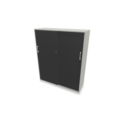 Narbutas Choice Schiebetürschrank 4-OH - 1200mm - Perlgrau mit dunkelgrauer Front mit Griffen Weiss - 6027521