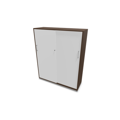Narbutas Choice Schiebetürschrank 4-OH - 1200mm - Nussbaumdekor dunkel mit weisser Front mit Griffen Silbergrau - 6027540