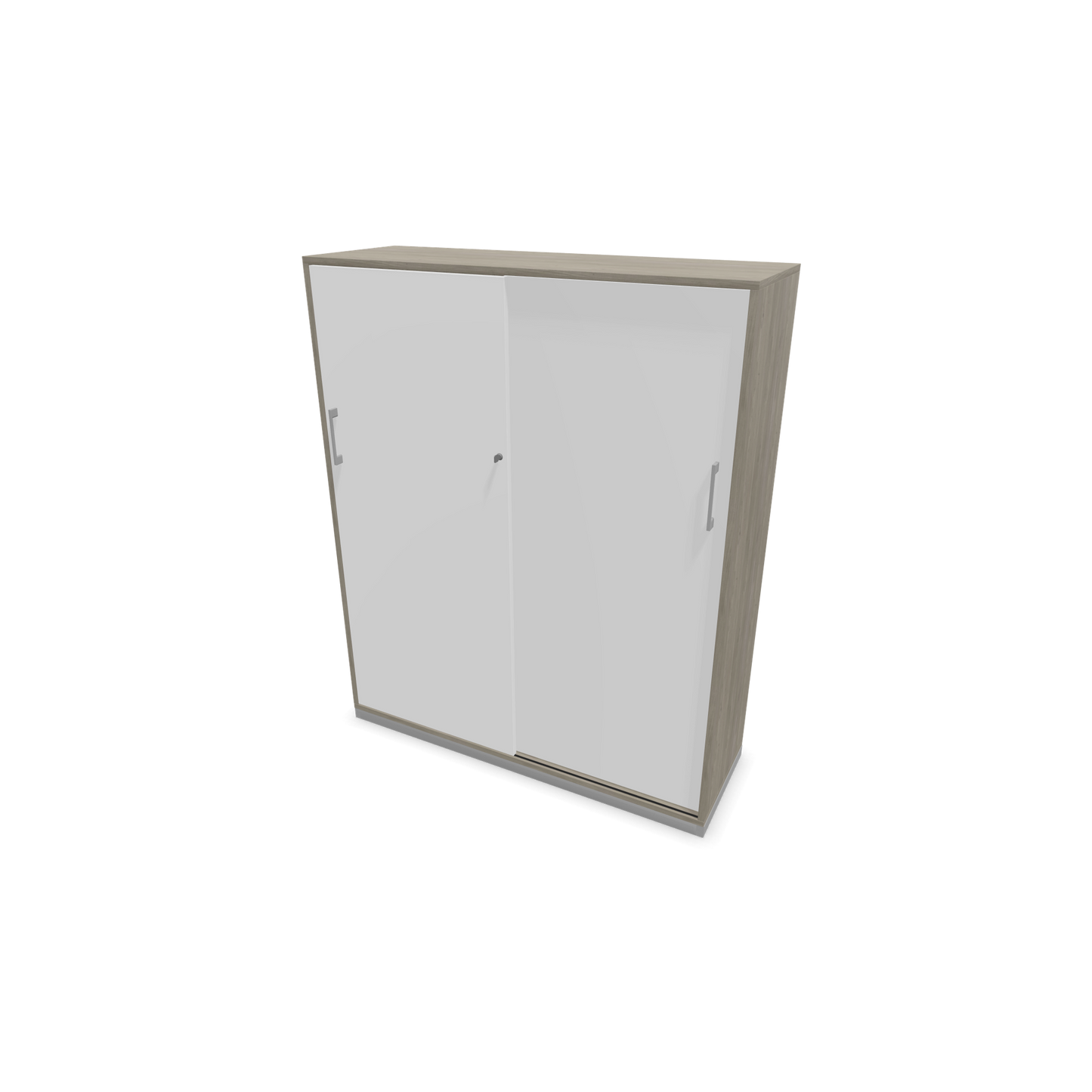 Narbutas Choice Schiebetürschrank 4-OH - 1200mm - Holzdekor grau mit weisser Front mit Griffen Silbergrau - 6027545
