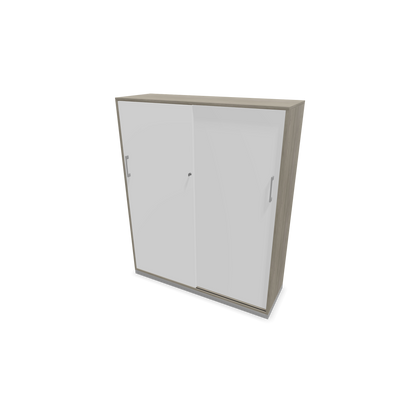 Narbutas Choice Schiebetürschrank 4-OH - 1200mm - Holzdekor grau mit weisser Front mit Griffen Silbergrau - 6027545