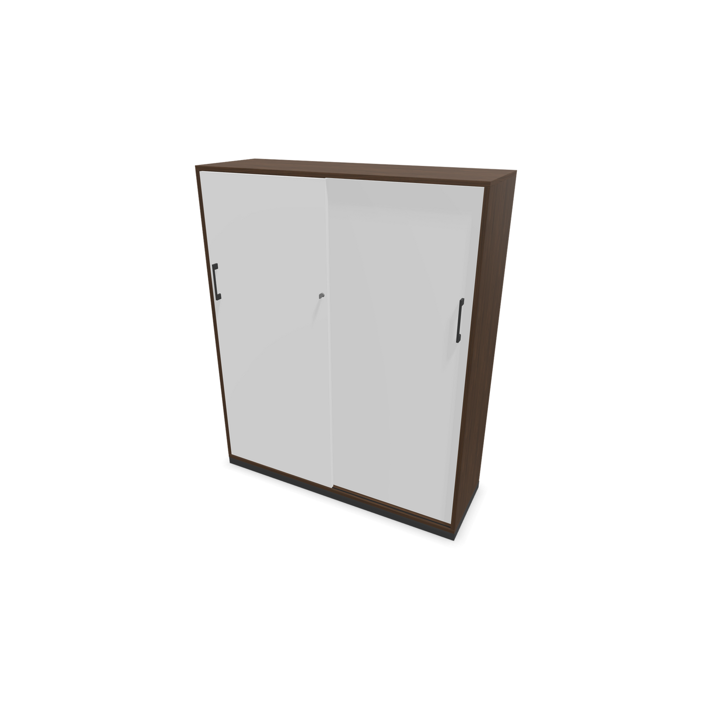 Narbutas Choice Schiebetürschrank 4-OH - 1200mm - Nussbaumdekor dunkel mit weisser Front mit Griffen Dunkelgrau - 6027601