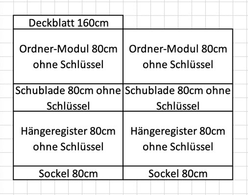 Denz D3 Sideboard MDF Hellgrau 1600 mm breit