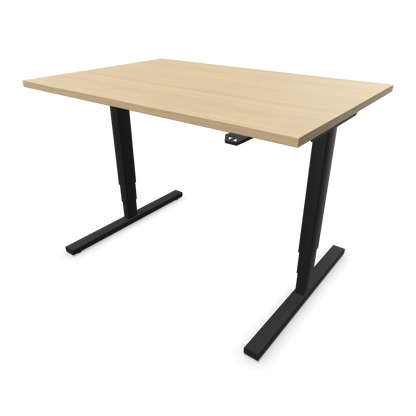 Narbutas Easy High Sitz-Steh-Schreibtisch 1200x800mm, Gestell Schwarz, Tischplatte Eichendekor gebleicht