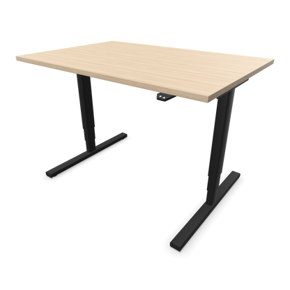 Narbutas Easy High Sitz-Steh-Schreibtisch 1200x800mm, Gestell Schwarz, Tischplatte Eschendekor sandbeige mit Struktur