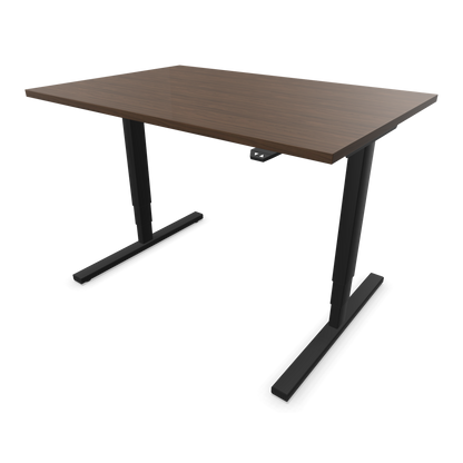 Narbutas Easy High Sitz-Steh-Schreibtisch 1200x800mm, Gestell Schwarz, Tischplatte Walnussdekor dunkel mit Struktur