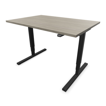 Narbutas Easy High Sitz-Steh-Schreibtisch 1200x800mm, Gestell Schwarz, Tischplatte Holzdekor grau mit Struktur