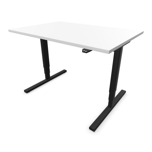 Narbutas Easy High Sitz-Steh-Schreibtisch 1200x800mm, Gestell Schwarz, Tischplatte Weiss