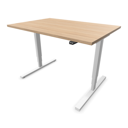 Narbutas Easy High Sitz-Steh-Schreibtisch 1200x800mm, Gestell Silbergrau, Tischplatte Bernsteineichendekor mit Struktur