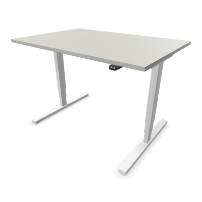 Narbutas Easy High Sitz-Steh-Schreibtisch 1200x800mm, Gestell Weiss, Tischplatte Perlgrau