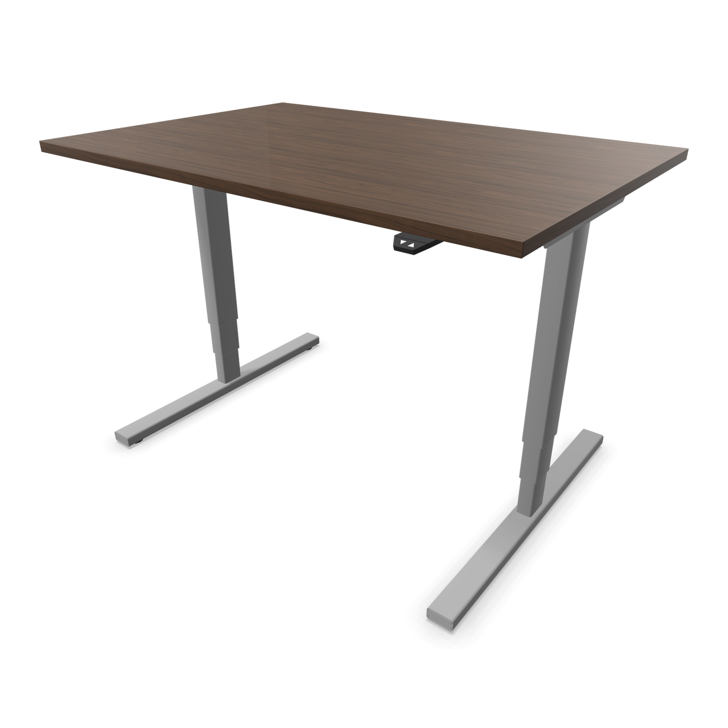 Narbutas Easy High Sitz-Steh-Schreibtisch 1200x800mm, Gestell Silbergrau, Tischplatte Walnussdekor dunkel mit Struktur